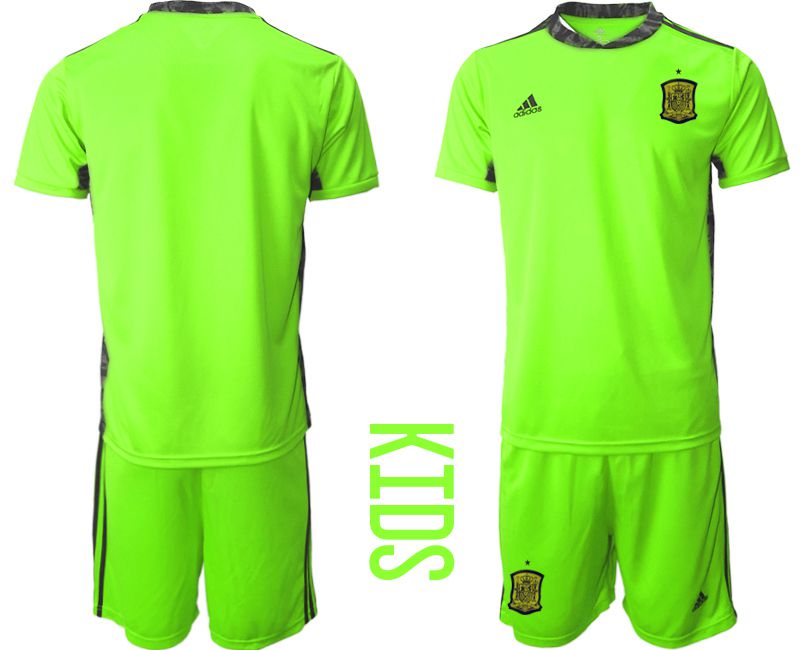 Youth 2021 World Cup National Spain fluorescent green goalkeeper Soccer Jerseys